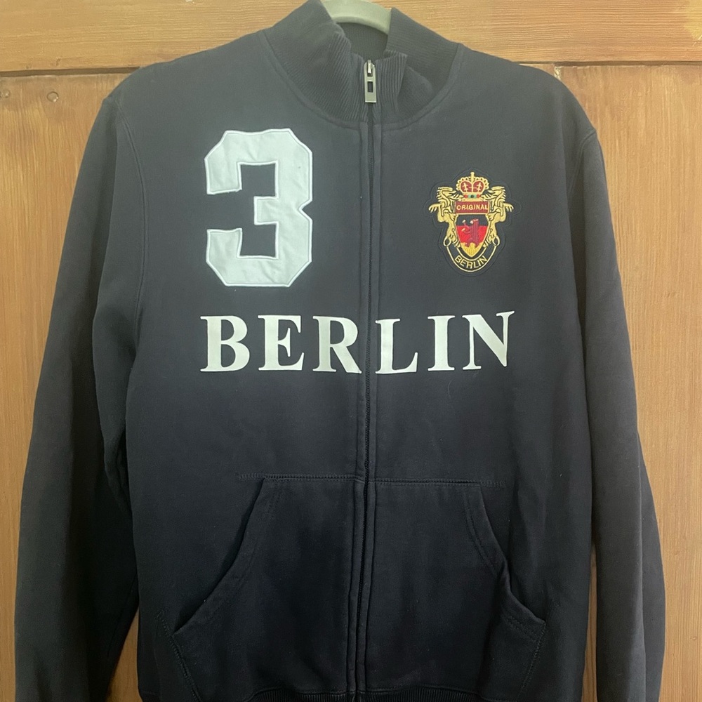 Women’s Robin Ruth Berlin 3 Navy Blue Zipper Sweatshirt Jacket Size L